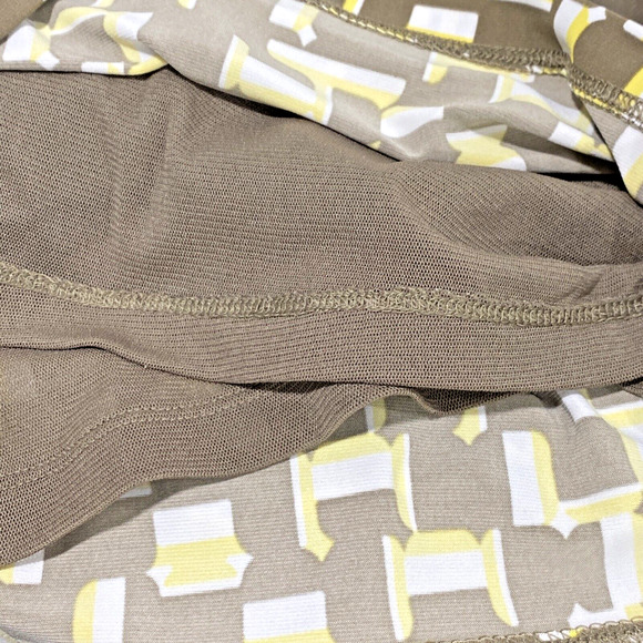 Banana Republic Size L Sleeveless Fitted Tank Blouse Zip Back Tan Yellow White - Picture 9 of 9